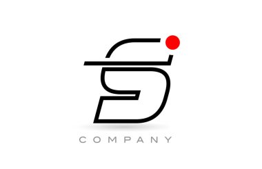 Simple S alphabet letter logo icon design with line and red dot. Creative template for business and company
