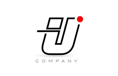 Simple U alphabet letter logo icon design with line and red dot. Creative template for business and company