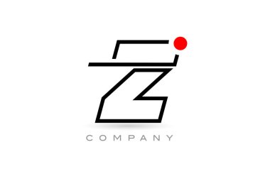 Simple Z alphabet letter logo icon design with line and red dot. Creative template for business and company