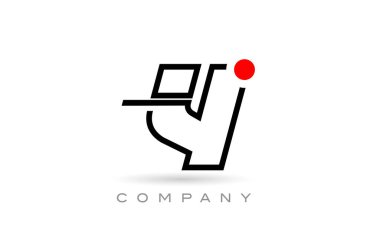 Simple Y alphabet letter logo icon design with line and red dot. Creative template for business and company