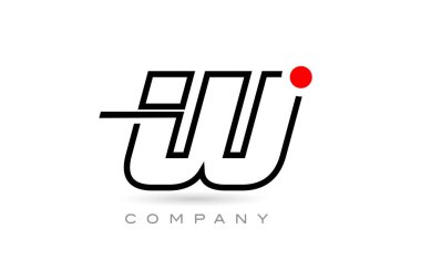 Simple W alphabet letter logo icon design with line and red dot. Creative template for business and company
