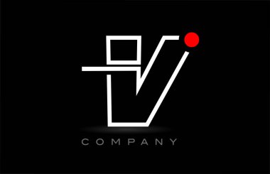 red dot V alphabet letter logo icon design on black background. Creative template for company and business