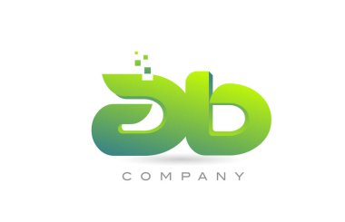joined AB alphabet letter logo icon combination design with dots and green color. Creative template for business and company