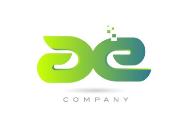 joined AE alphabet letter logo icon combination design with dots and green color. Creative template for business and company
