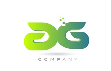 joined AG alphabet letter logo icon combination design with dots and green color. Creative template for business and company