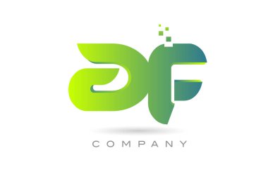 joined AF alphabet letter logo icon combination design with dots and green color. Creative template for business and company