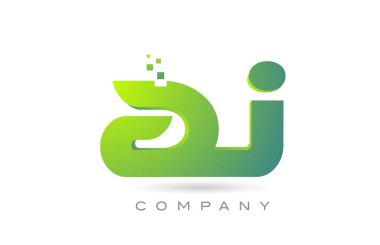 joined AJ alphabet letter logo icon combination design with dots and green color. Creative template for business and company