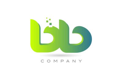 joined BB alphabet letter logo icon combination design with dots and green color. Creative template for business and company