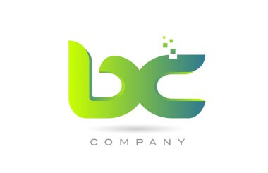 joined BC alphabet letter logo icon combination design with dots and green color. Creative template for business and company