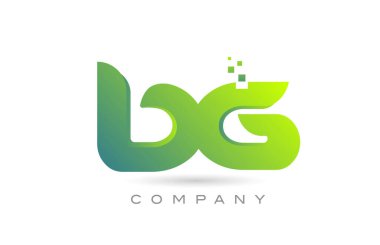 joined BG alphabet letter logo icon combination design with dots and green color. Creative template for business and company