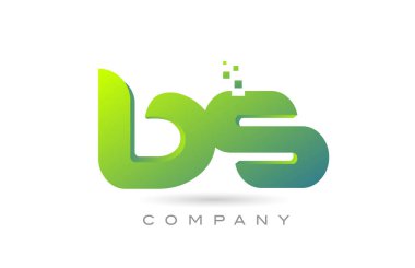 joined BS alphabet letter logo icon combination design with dots and green color. Creative template for business and company