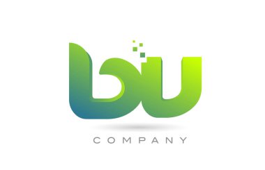 joined BV alphabet letter logo icon combination design with dots and green color. Creative template for business and company