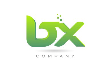 joined BX alphabet letter logo icon combination design with dots and green color. Creative template for business and company