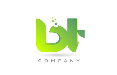 joined BT alphabet letter logo icon combination design with dots and green color. Creative template for business and company
