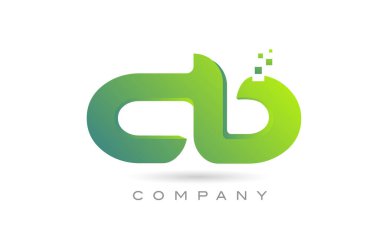 joined CB alphabet letter logo icon combination design with dots and green color. Creative template for business and company