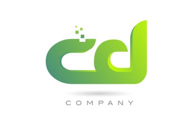 joined CD alphabet letter logo icon combination design with dots and green color. Creative template for business and company