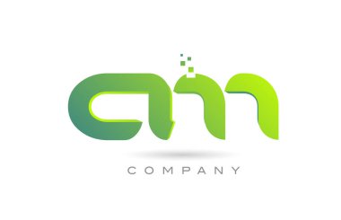 joined CM alphabet letter logo icon combination design with dots and green color. Creative template for business and company