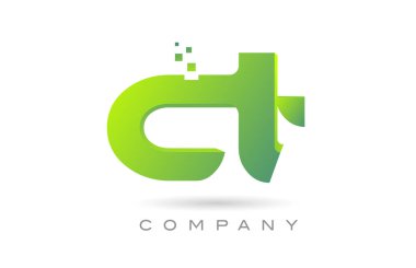 joined CT alphabet letter logo icon combination design with dots and green color. Creative template for business and company