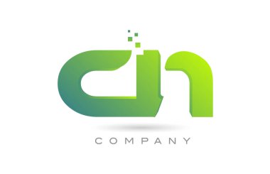 joined CN alphabet letter logo icon combination design with dots and green color. Creative template for business and company