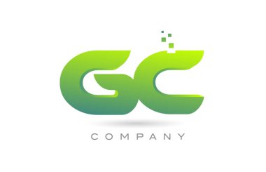 joined GC alphabet letter logo icon combination design with dots and green color. Creative template for business and company