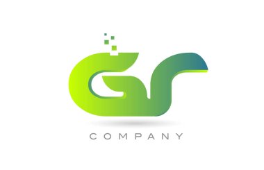 joined GR alphabet letter logo icon combination design with dots and green color. Creative template for business and company