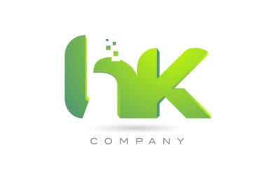 joined HK alphabet letter logo icon combination design with dots and green color. Creative template for business and company