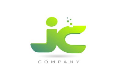 joined JC alphabet letter logo icon combination design with dots and green color. Creative template for business and company