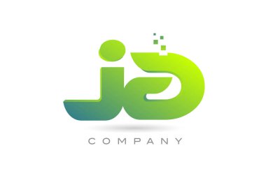 joined JA alphabet letter logo icon combination design with dots and green color. Creative template for business and company