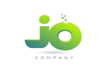 joined JO alphabet letter logo icon combination design with dots and green color. Creative template for business and company