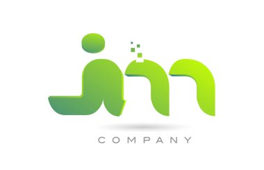joined JM alphabet letter logo icon combination design with dots and green color. Creative template for business and company