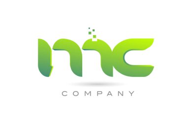 joined MC alphabet letter logo icon combination design with dots and green color. Creative template for business and company