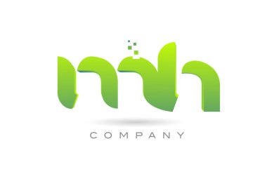 joined MH alphabet letter logo icon combination design with dots and green color. Creative template for business and company