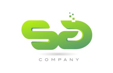 joined SA alphabet letter logo icon combination design with dots and green color. Creative template for business and company