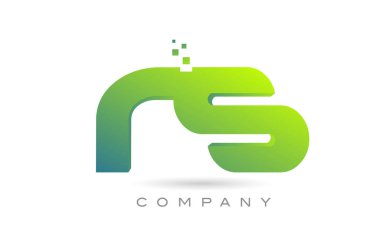 joined RS alphabet letter logo icon combination design with dots and green color. Creative template for business and company