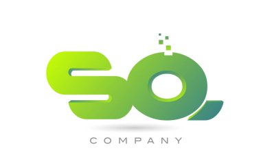 joined SQ alphabet letter logo icon combination design with dots and green color. Creative template for business and company