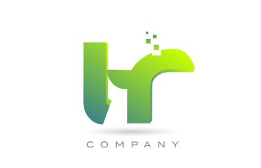 joined TR alphabet letter logo icon combination design with dots and green color. Creative template for business and company