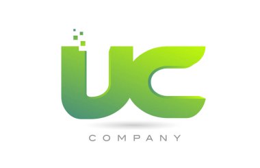 joined VC alphabet letter logo icon combination design with dots and green color. Creative template for business and company