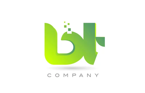 Joined Alphabet Letter Logo Icon Combination Design Dots Green Color — Stok Vektör
