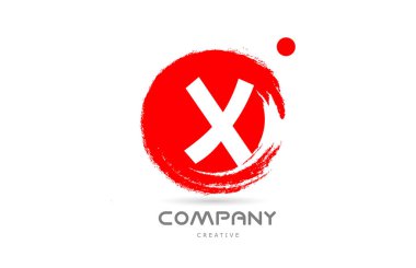 red X grunge alphabet letter logo icon design with japanese style lettering. Creative template for company