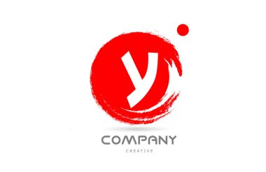 red Y grunge alphabet letter logo icon design with japanese style lettering. Creative template for company