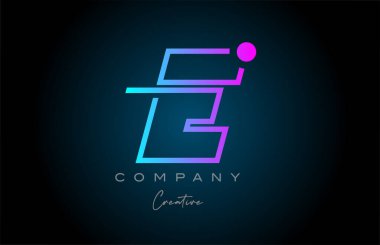 pink and blue E alphabet letter logo icon design with dot. Creative template for company and business