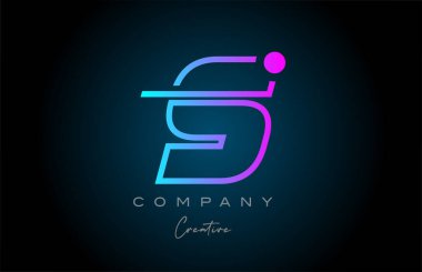 pink and blue S alphabet letter logo icon design with dot. Creative template for company and business
