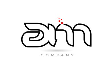AM connected alphabet letter logo icon combination design with dots and red color. Creative template for business and company