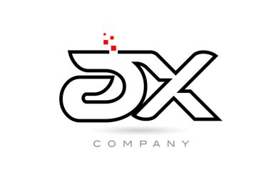 AX connected alphabet letter logo icon combination design with dots and red color. Creative template for business and company