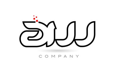 AW connected alphabet letter logo icon combination design with dots and red color. Creative template for business and company