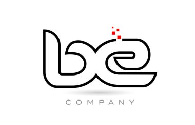 BE connected alphabet letter logo icon combination design with dots and red color. Creative template for business and company