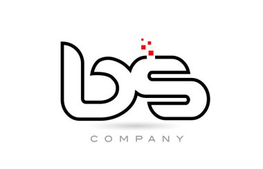 BS connected alphabet letter logo icon combination design with dots and red color. Creative template for business and company