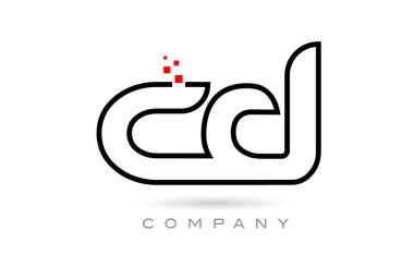 CD connected alphabet letter logo icon combination design with dots and red color. Creative template for business and company