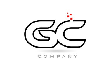 GC connected alphabet letter logo icon combination design with dots and red color. Creative template for business and company