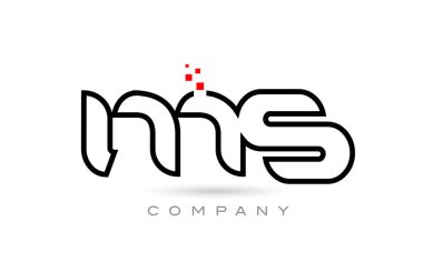 MS connected alphabet letter logo icon combination design with dots and red color. Creative template for business and company